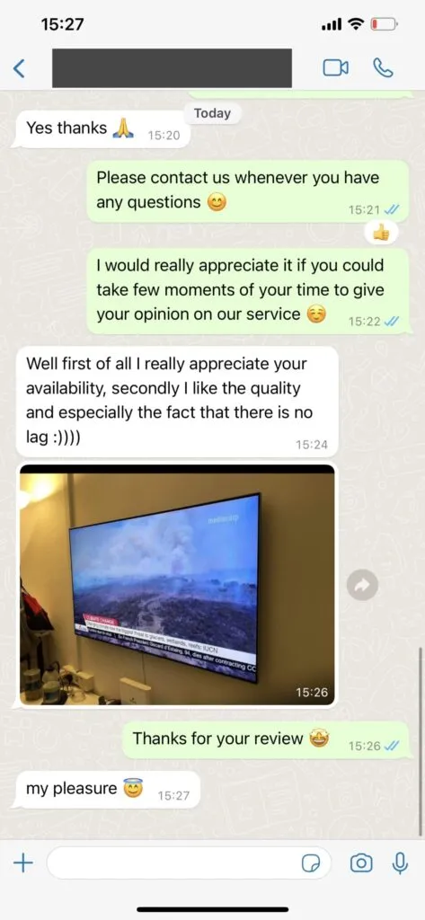 WhatsApp customer chat feedback screenshot 2 for Piwtv IPTV